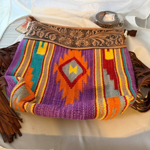 American Darling Cross Body Bag Leather Fringe Purse Western NWT - Picture 1 of 3